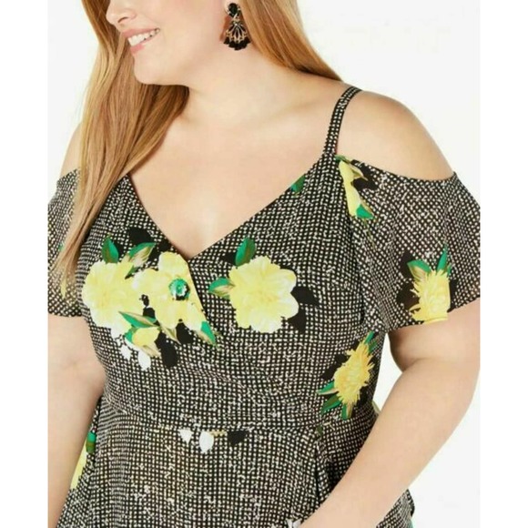 plus size INC Gingham Floral Georgette Sun Dress - Picture 4 of 12